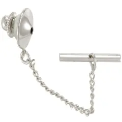 Tie Tack Clutch with Chain 10x11mm Silver Color (1-Pc)