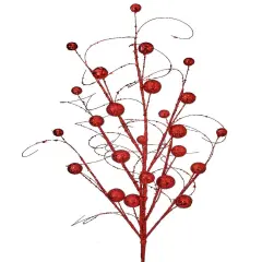 34"GLITTER/SEQUINS WISPY BALL SPRAY RED