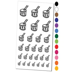 Drum with Sticks Music Instrument Doodle Temporary Tattoo Water Resistant Fake Body Art Set Collection Light Pink