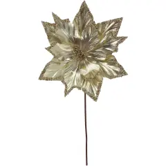 Northlight 24" Metallic Champagne Gold Glittered Poinsettia Christmas Stem Spray