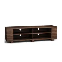 Wooden TV Stand with 8 Open Shelves for TVs up to 65 Inch Flat Screen Walnut