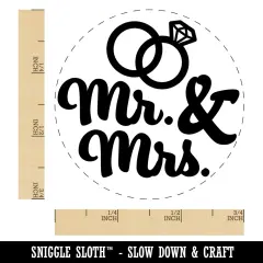 Mr. and Mrs. Wedding Rings Self-Inking Rubber Stamp for Stamping Crafting Planners Red