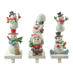 Northlight Set of 3 Snowmen Christmas Stocking Holders 9" White
