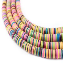 The Bead Chest Autumn Medley Vinyl Phono Record Beads 8mm Ghana African Multicolor Heishi 34 Inch Strand Handmade