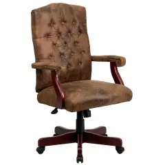 Merrick Lane Versailles High Back Tufted Home Office Chair With Height Adjustment And 360&deg; Swivel BomberBrownMicrofib