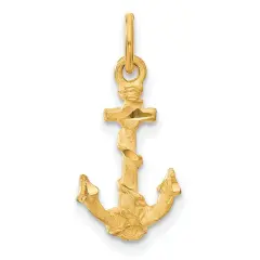 14K Yellow Gold Anchor Rope Charm Sailing Pendant Jewerly 22mm x 10mm