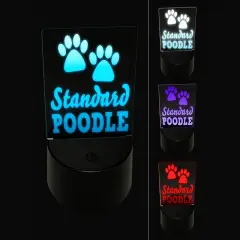 Standard Poodle Dog Paw Prints Fun Text 3D Illusion LED Night Light Sign Nightstand Desk Lamp
