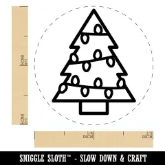 Christmas Tree with Lights Self-Inking Rubber Stamp Ink Stamper for Stamping Crafting Planners Red