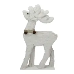 Allstate 17.5" Beige Plush Standing Reindeer Christmas Figurine with Jingle Bells