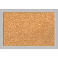Low Luster Silver Wood Framed Corkboard, Natural Cork