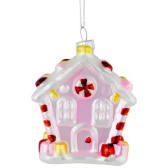 Northlight 3.25" Pink Candy House Glass Christmas Ornament
