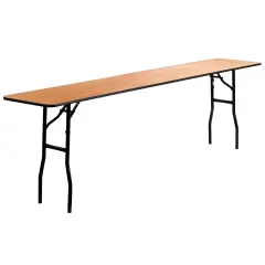 Emma and Oliver 8-Foot Rectangular Wood Folding Training / Seminar Table with Smooth Clear Coated Finished Top Natural