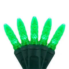 70 Green M5 LED Lights, Green Wire, 4" Spacing