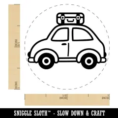 Cute Car with Suitcase Road Trip Travel Self-Inking Rubber Stamp for Stamping Crafting Planners Black