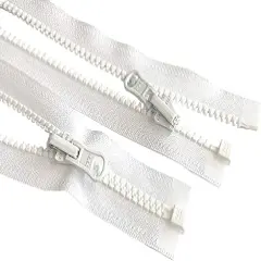 2pcs 49 Inches - 120 Inches Vislon YKK #5 Molded Plastic Zippers Separating Tent in-Outside Reversible Slide Color White Made in USA (116 Inches)
