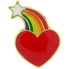 Red Rainbow Heart Pin 1"