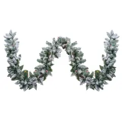 Northlight Pre-Lit Flocked Pine Artificial Christmas Garland - 9' x 10" - Multicolor Lights Green