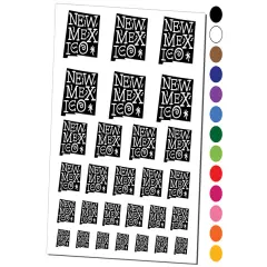 New Mexico State with Text Swirls Temporary Tattoo Water Resistant Fake Body Art Set Collection Dark Blue