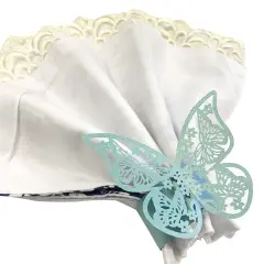 Butterflies Wedding Decor Napkin Rings (Set of 50) Blue