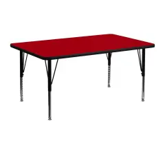 Emma and Oliver 24x48 Rectangle Laminate Adjustable Preschool Activity Table Red
