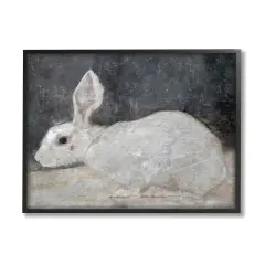 Stupell Industries White Rabbit Bunny Classic Framed Giclee Art Black Frame