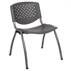 Emma and Oliver Home and Office Plastic Stack Chair with Perforated Back - Guest Chair Gray