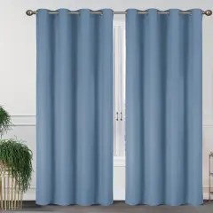 55'' X 84'' Solid Thermal Blackout Panels- 2 Pack (15 Colors) Blue