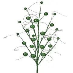 34" Green Glitter Sequin Wispy Ball Spray - Festive Christmas Decoration