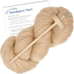 LEARN TO SPIN YARN - Beginner's Spinning Kit with Drop Spindle and Merino Pencil Roving. Choose your color. Dune