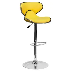 Emma and Oliver Contemporary Cozy Mid-Back Vinyl Adjustable Height Barstool Yellow