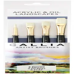 Willow Wolfe Callia Artist Acrylic & Oil Landscape Brush Set-Round, Bright, Filbert, Flat
