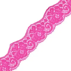10 Yards of Samantha 1 1/2"Stretch Raschel Lace Trim | 10 yard cut Fuchsia