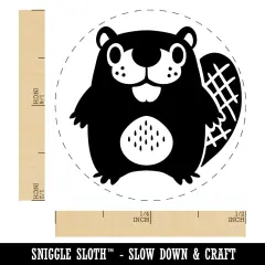 Kawaii Cute Beaver Buddy Self-Inking Rubber Stamp for Stamping Crafting Planners Pink
