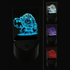 Cute Cartoon Turtle Walking 3D Illusion LED Night Light Sign Nightstand Desk Lamp