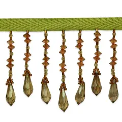 Diamond Beads Fringe Trim Pack of 1 Yard Light Brown