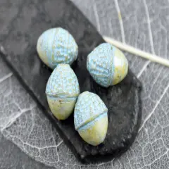*8* 10x12mm Turquoise Washed Ivory Picasso Acorn Oval Beads