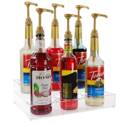 Lot45 Syrup Pump Dispenser Stand - 2 Tier Clear Acrylic Coffee Flavor Station