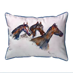 Betsy Drake Three Horses Extra Large 20 X 24 Indoor / Outdoor Pillow