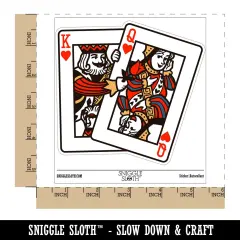 King and Queen of Hearts Playing Cards Waterproof Vinyl Phone Tablet Laptop Water Bottle Sticker Set - 5 Pack