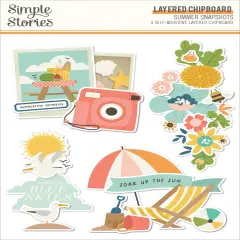 Summer Snapshots Layered Chipboard-4/Pkg