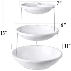 Collapsible Bowl, 3 Tier, The Decorative Plastic Bowls Twist Down & Fold Inside, Minimal Storage Space, Perfect for Serving Snacks, Salad and Fruit, The Top Bowl is Divided into Three Sections