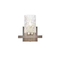 Cassie 1 light bath sconce in satin nickel with clear shade