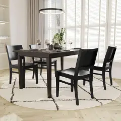 Emma and Oliver Spencer Set of 2 Dining Chairs with Curved Backrests and Solid Wood Constructions Black