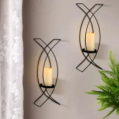 Vesici Set of Two Wall Sconces Metal Sconces Wall Candle Holder Wall Decor