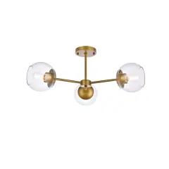 Briggs 26 inch flush mount in brass with clear shade