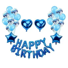 Hot Happy Birthday Decoration Multiple Color Banner Balloons Set Party Supplies Blue