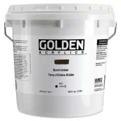 Golden Heavy Body Acrylic Paint - Burnt Umber, 128 oz Bucket