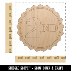 Second 2nd Place Circle Award Unfinished Wood Shape Piece Cutout for DIY Craft Projects