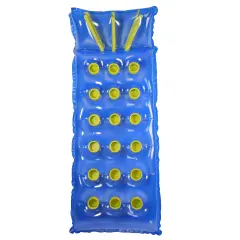 Swim Central 76" Blue and Yellow Inflatable 18-Pocket French Style Swimming Pool Air Mattress