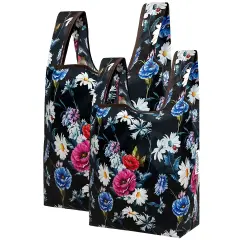 Wrapables JoliBag Collection Reusable Shopping Bag (Set of 2) Midnight Bouquet